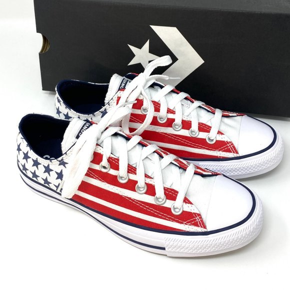 🌿Sale🌿 Converse Chuck Taylor AS Canvas Low Top Red Blue Mens Size 10.5 167838F - Picture 8 of 16